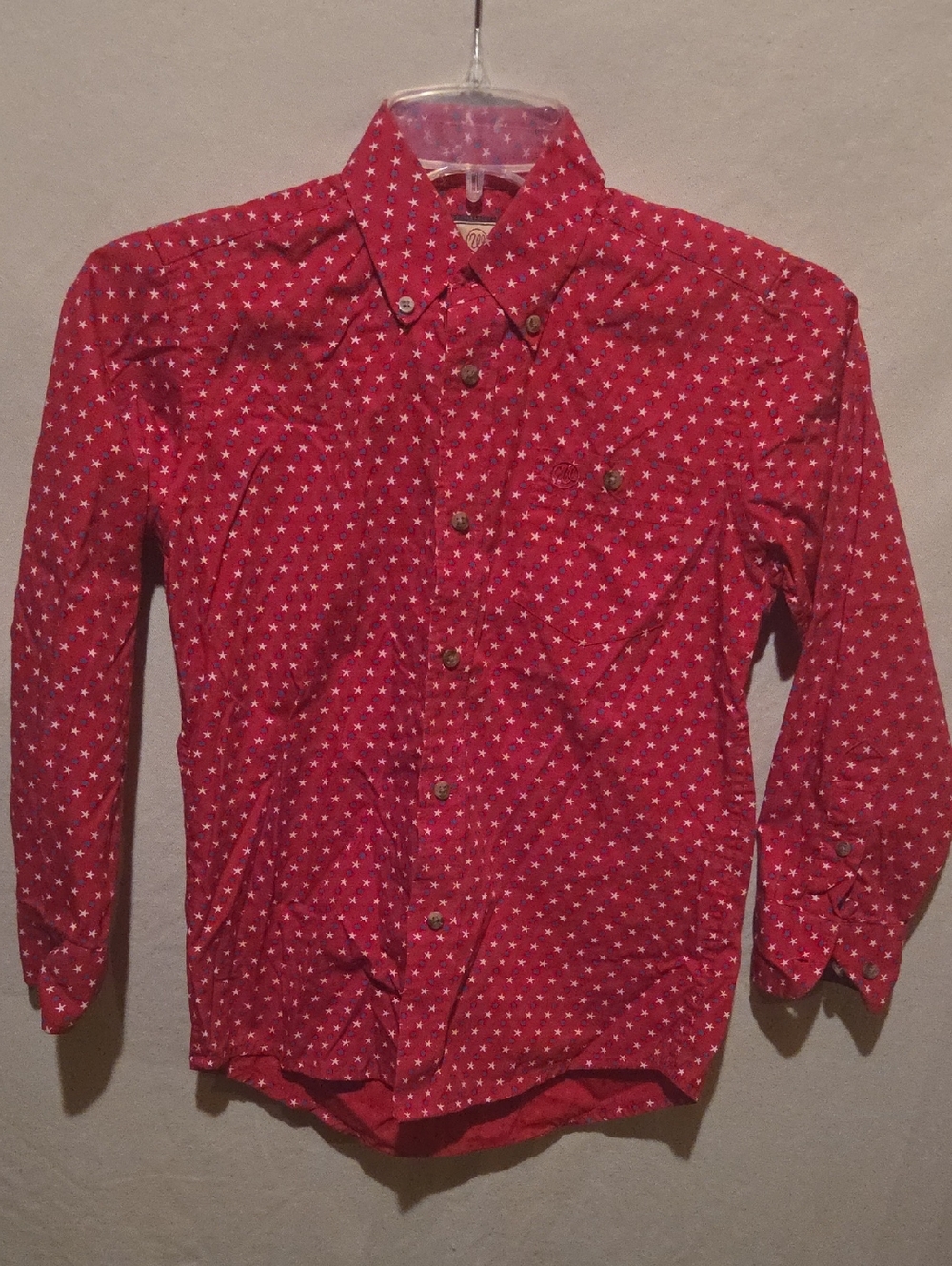 Wrangler Red Button-Down Shirt with White Star Print